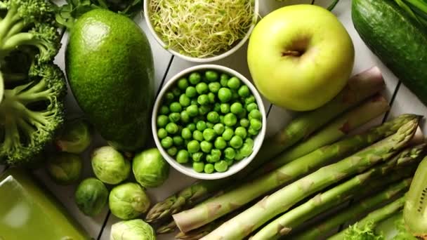 Zelená antioxidační organická zelenina, ovoce a byliny - Záběry, video