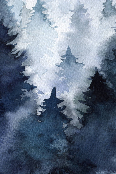 Wald im Nebel. Herbst. Winter. Hintergrund - Foto, Bild