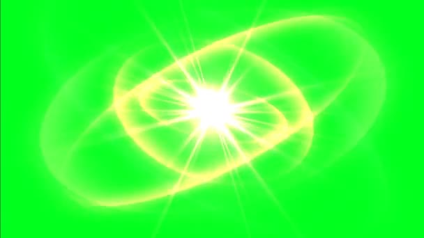 Атом вращается с ядром и электронами на зеленом экране
 - Кадры, видео