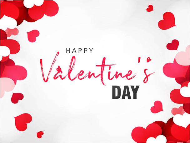 happy valentines day inscription and bright hearts on white background  - Vector, Image