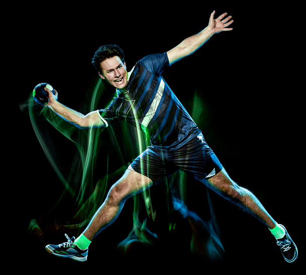 handball player young man isolated speed light painting - Photo, Image
