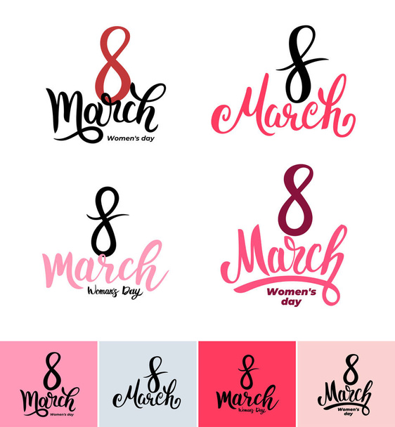 Set of Hand lettering greetings text - 8 march. Vector illustration. Isolated on white background. - Wektor, obraz