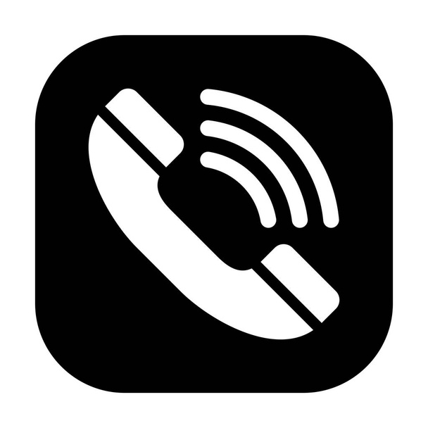 Телефон черный значок. Символ телефонного звонка выделен на белом фоне. Векторная EPS
. - Вектор,изображение