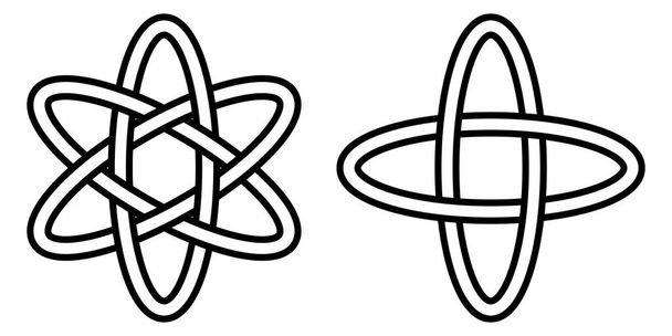 patroon digitale wetenschap, pictogram van de atoom-beweging van elektronen in een baan, het teken van de vector van de kwantumfysica - Vector, afbeelding
