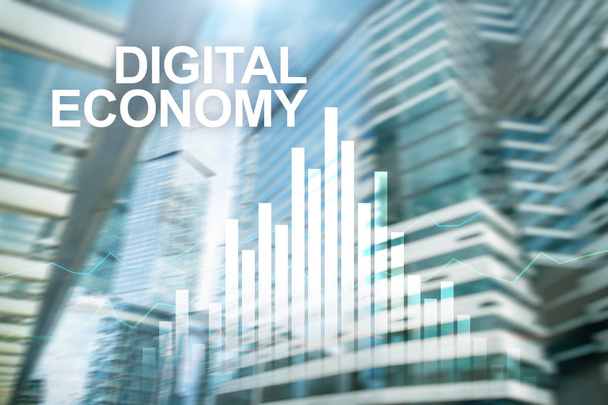 Digitální ekonomika, finanční technologie koncept na rozostřeného pozadí. - Fotografie, Obrázek