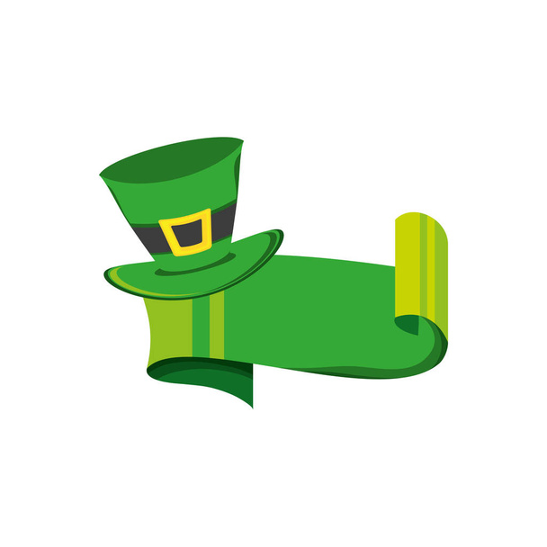 leprechaun hat with ribbon isolated icon - Vector, Image