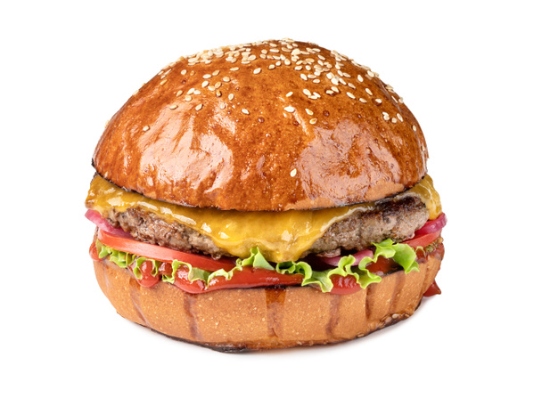 νόστιμο cheeseburger απομονώνονται σε λευκό φόντο  - Φωτογραφία, εικόνα