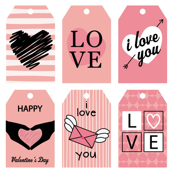 collection of romantic tags - Vector, Image