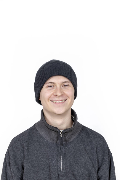 portrait of young man with wooly hat - Fotoğraf, Görsel