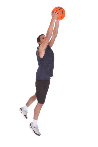 Basketball Sportsman Doing Slam Dank - Foto, immagini