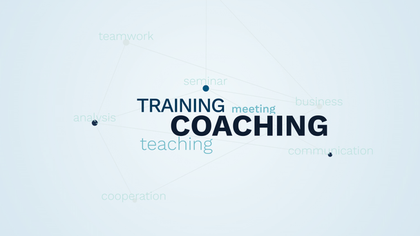 entrenamiento formación enseñanza reunión empresa entrenador seminario comunicación análisis cooperación trabajo en equipo palabra animada nube fondo en uhd 4k 3840 2160
. - Metraje, vídeo
