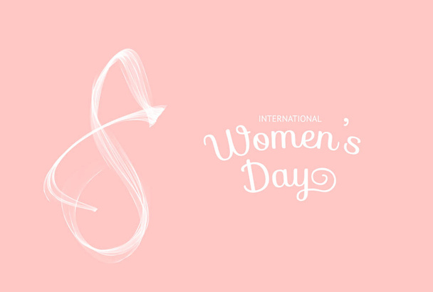 Beautiful card with smoke symbol of 8 on pink background. Happy women day design. March holiday poster. - Vector, Image