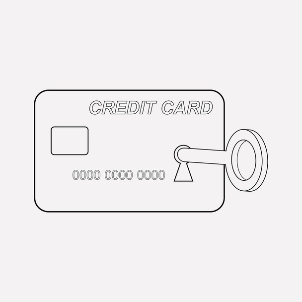 保護されたクレジット カード アイコン ライン要素。ウェブ モバイル アプリのロゴ デザインのきれいな背景に分離されて保護されたクレジット カード アイコン ライン イラスト. - 写真・画像
