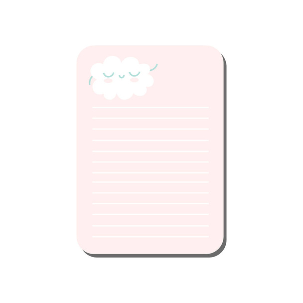 Kaart met plaats voor notities versierd met schattige Cloud, papier, organisator, schema vectorillustratie licht roze bekleed sjabloon kan worden gebruikt voor dagelijkse ontwerper van de kalender, opmerking - Vector, afbeelding