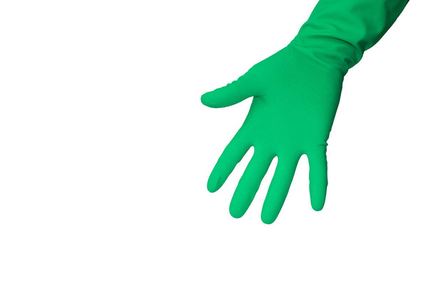 hand in the latex glove showing number five - 写真・画像