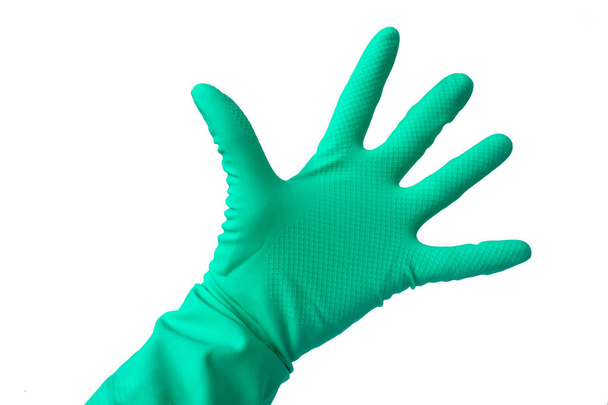 χέρι-ο αριθμός δείχνει latex γάντι πέντε - Φωτογραφία, εικόνα