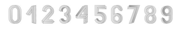 Caratteri di forma impossibile. Numeri in stile Memphis. Lettere colorate nello stile degli anni '80. Serie di numeri vettoriali costruiti sulla base della vista isometrica
. - Vettoriali, immagini