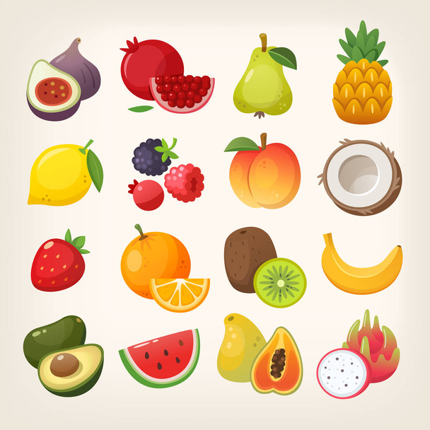 Conjunto de iconos de frutas. Imágenes vectoriales
 - Vector, imagen