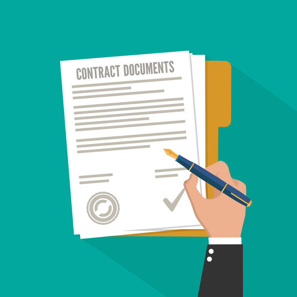 Contract signing. Flat style. Vector. - Vector, Image
