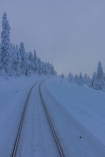 по дорозі в зимовий пейзаж через красивий гарц
 - Фото, зображення