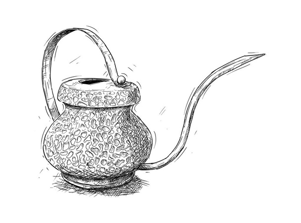 Artistic Illustration or Drawing of Antique Brass Watering Jug or Can - Φωτογραφία, εικόνα