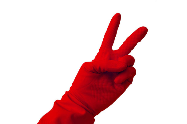 Χέρι-γάντι λατέξ αριθμός δείχνει δύο - Φωτογραφία, εικόνα