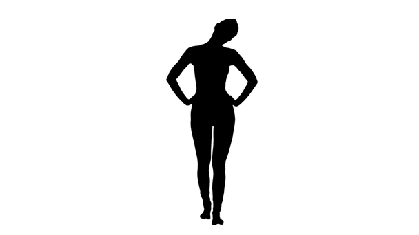 Silhouette donna matura allungando il collo e camminando. - Filmati, video