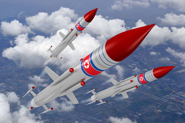 Nordkorea, Raketen - 3D-Illustration - Foto, Bild