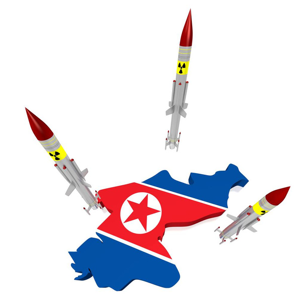 Severní Korea, rakety - 3d ilustrace - Fotografie, Obrázek