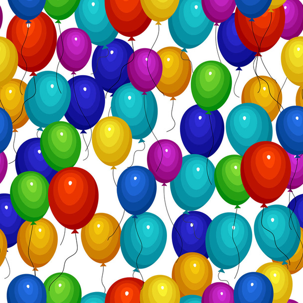Seamless pattern with multicolored helium balloons on white background - Vetor, Imagem