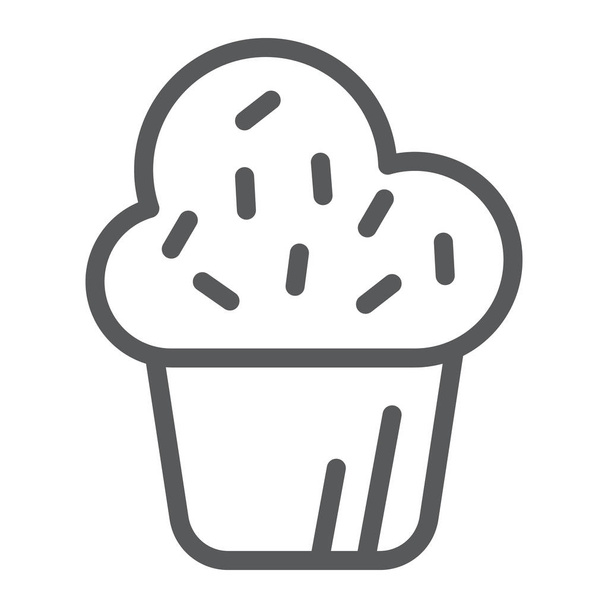 Linea muffin icona, torta e cibo, segno cupcake, grafica vettoriale, un modello lineare su sfondo bianco
. - Vettoriali, immagini