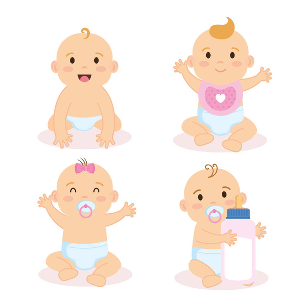 grupo de bebês personagens
 - Vetor, Imagem
