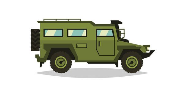Armored car. The car involved in the fighting. Transportation soldiers. Special military equipment. Diesel. Vector illustration. flat style. - Wektor, obraz