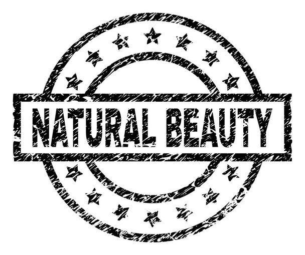Grunge Textured NATURAL BEAUTY Stamp Seal - Vetor, Imagem