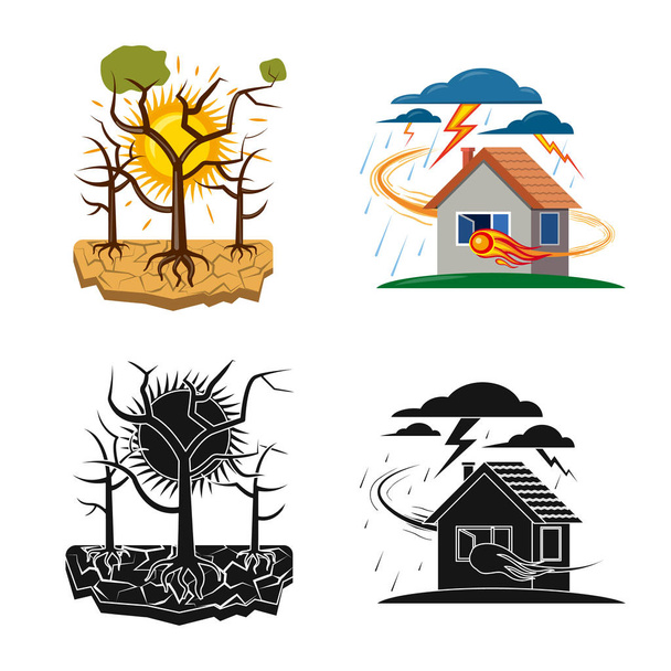 Isolated object of natural and disaster icon. Set of natural and risk stock symbol for web. - Vector, Image