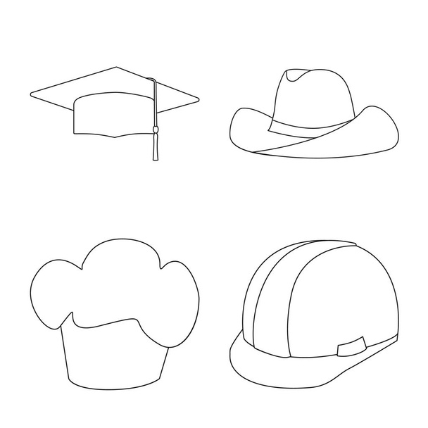 Isolated object of headgear and napper icon. Collection of headgear and helmet stock vector illustration. - ベクター画像