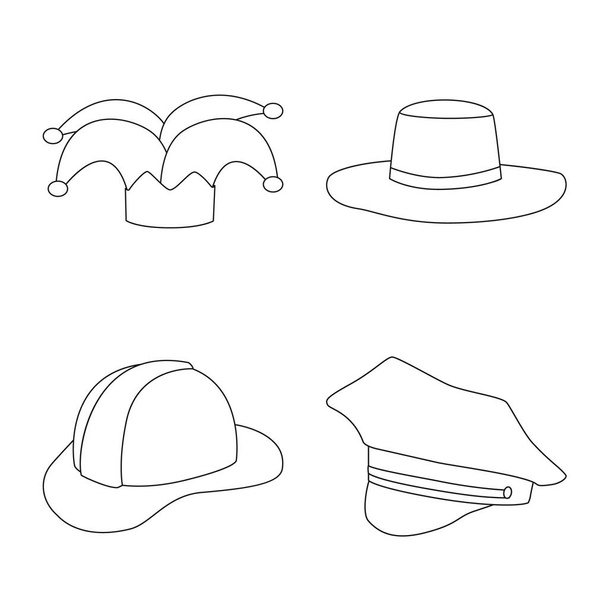 Isolated object of headgear and napper symbol. Collection of headgear and helmet vector icon for stock. - Vektör, Görsel