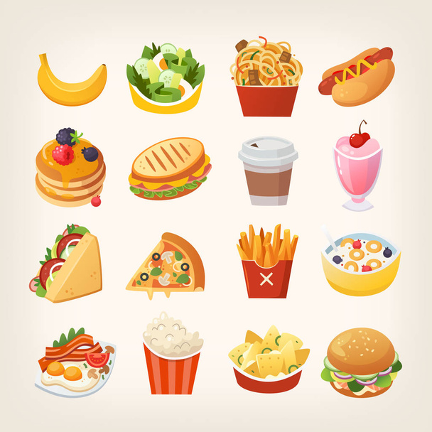 Colorful images of fast food - Vector, Image