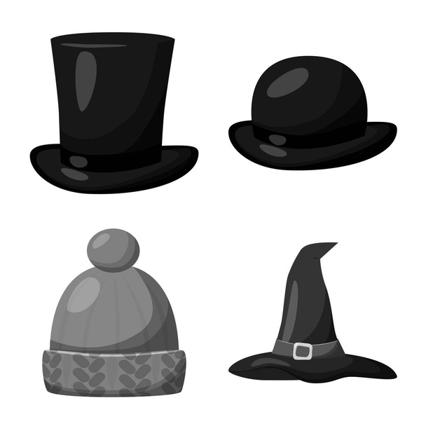 Vector design of hat and helmet symbol. Collection of hat and profession stock vector illustration. - Vektor, obrázek