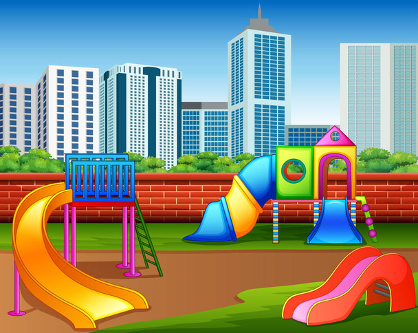 Дитячий садок або дитячий майданчик у міському парку
 - Вектор, зображення