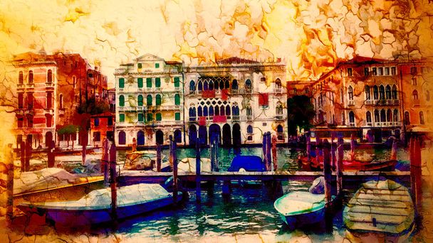 Paisaje romántico de Venecia, Italia. Pintura informática - Foto, Imagen