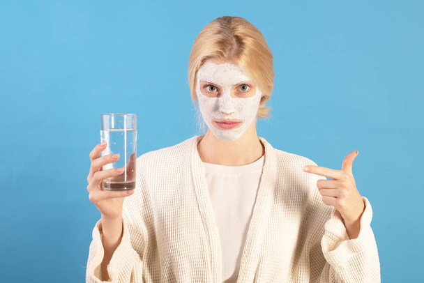 Hydration. Skin care concept. Face cream. Beautiful Young Woman Face With Fresh Skin. - 写真・画像