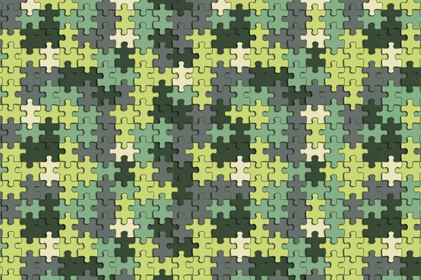 The pattern of colorful puzzle painted in military camouflage. - Photo, Image