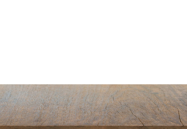 Piano vuoto in legno scuro isolato su sfondo bianco con percorso di ritaglio. può essere utilizzato per la visualizzazione o montaggio o modellare i vostri prodotti
. - Foto, immagini