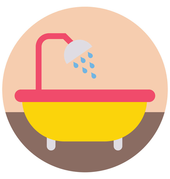 Farbisoliertes Vektorsymbol für die Badewanne, das leicht geändert oder bearbeitet werden kann - Vektor, Bild