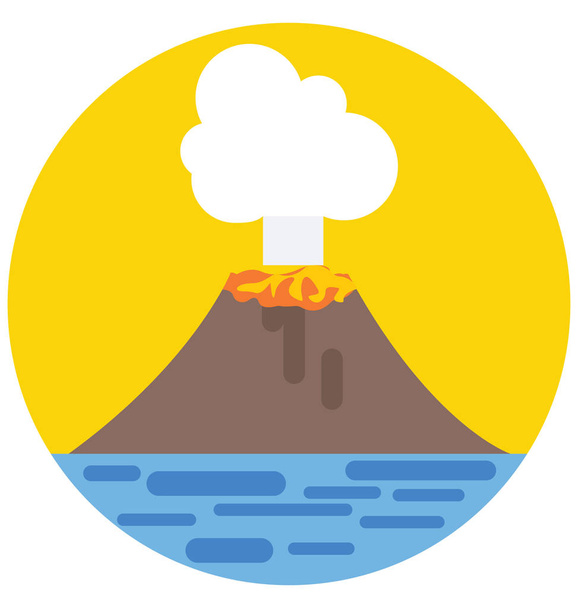 Volcano Color Isolated Vector Icon that can be easily modified or edit - Vector, Image