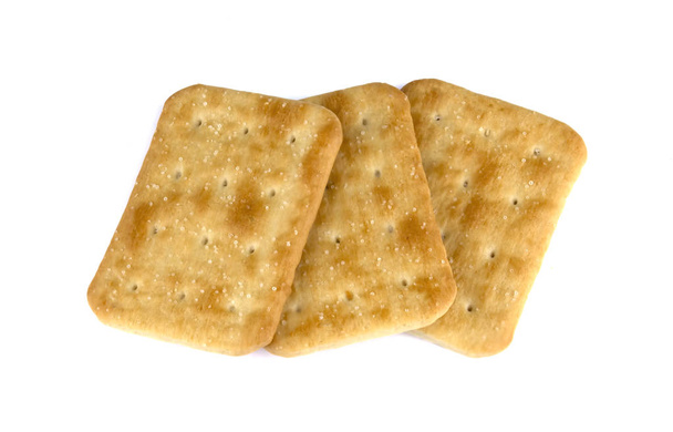 Dry Cracker Cookies isoliert auf weißem Hintergrund, Konzept von Lebensmitteln - Foto, Bild