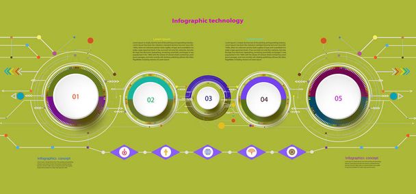 Vector illustration Hi-tech digital and engineering telecoms technology concept for infographic a business plan concept, diagram, flowchart, steps, parts, timeline, workflow layout and content chart. - Photo, Image