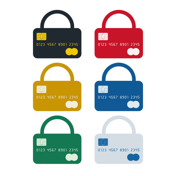 Carte de crédit en forme de cadenas, icône de sécurité de carte de crédit sur fond blanc. Conception icône de la finance
. - Vecteur, image