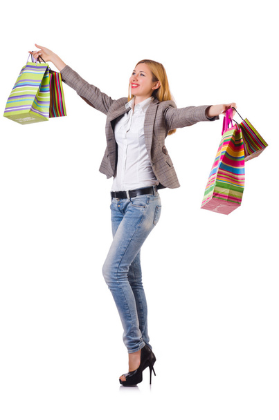 Young woman with bags after shopping - Photo, Image